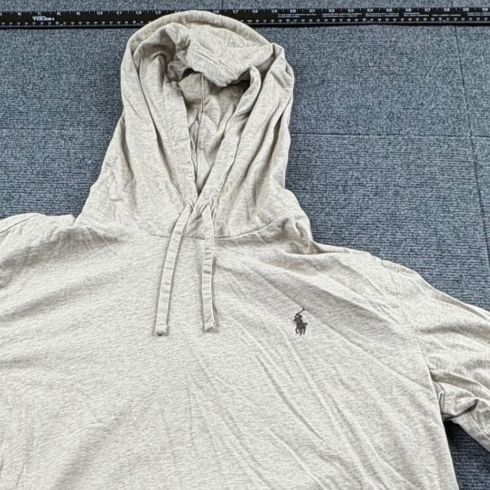 Polo Ralph Lauren Mens Large Oatmeal Heather Cotton Long Sleeve Hooded T-Shirt
